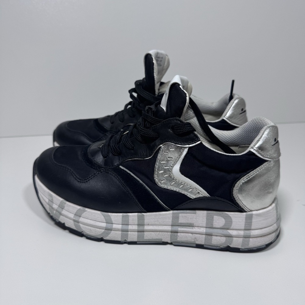 Voile Blanche Womens 7 37 MARAN Black Silver Chunky Platform Sneakers Athleisure